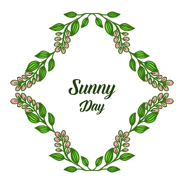 Vektör illüstrasyon tasarım güneşli gün için çeşitli yaprak çiçek çerçeve