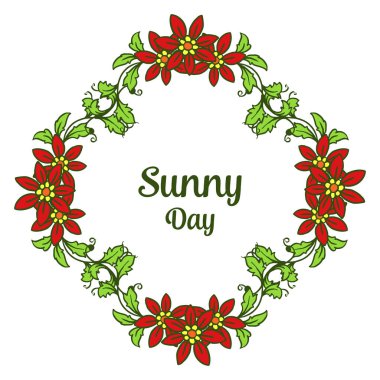 Dekorasyon güneşli gün için Vektör illüstrasyon güzel çelenk çerçeve