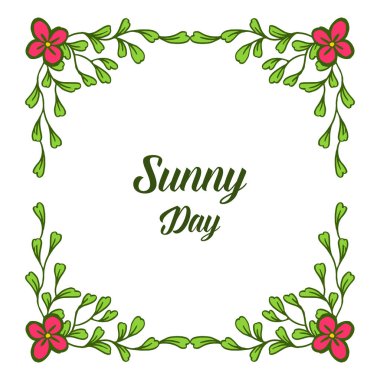 Çeşitli çelenk çerçeve ile güneşli günün Vektör illüstrasyon bahar kartı