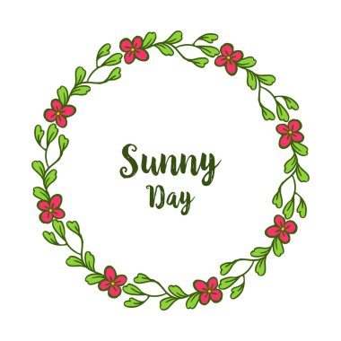 Çeşitli çelenk çerçeve ile güneşli günün Vektör illüstrasyon bahar kartı