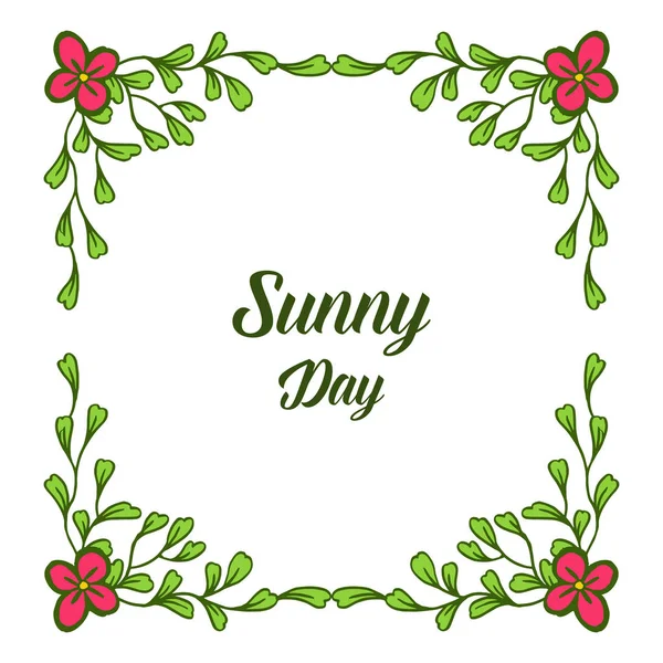 Çeşitli çelenk çerçeve ile güneşli günün Vektör illüstrasyon bahar kartı