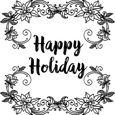 Vektör illüstrasyon sevimli çiçek çerçevesi ile mutlu tatil çeşitli süslü