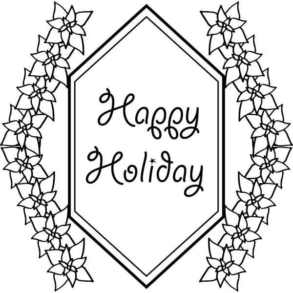 Illustration vectorielle divers orné de vacances heureuses avec cadre floral mignon — Image vectorielle