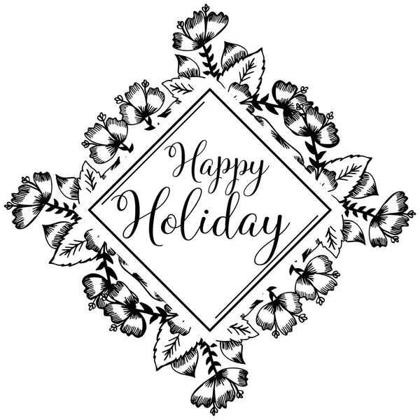Illustration vectorielle design joyeuses vacances avec orné de cadre floral — Image vectorielle
