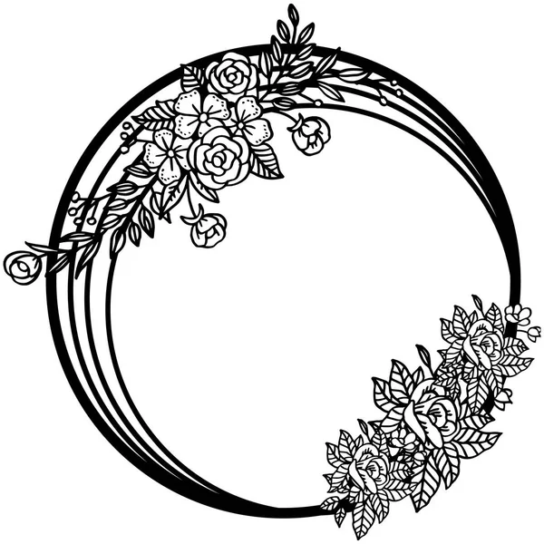 Ilustración vectorial decoración marco de flores con telón de fondo blanco — Archivo Imágenes Vectoriales