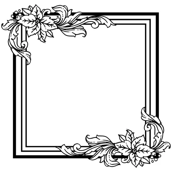 Ilustración vectorial varios patrones con estilo de marco de flores — Vector de stock