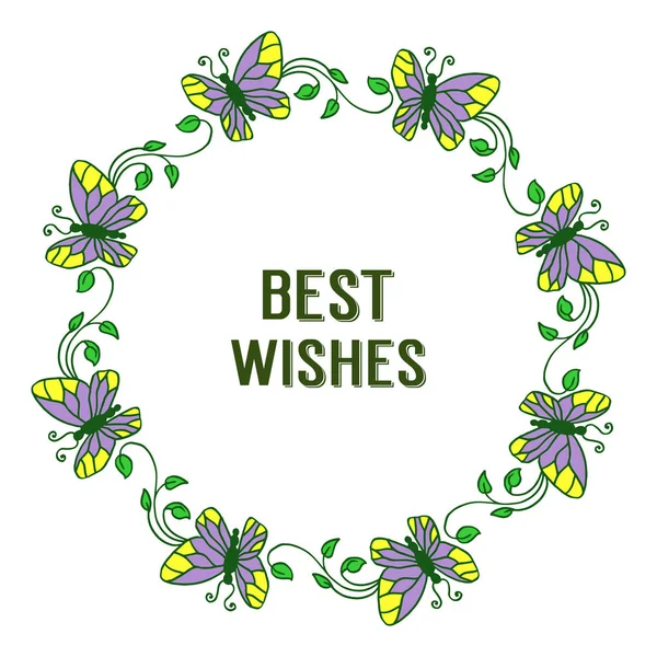 Carta de ilustração vetorial melhores desejos de beleza de quadros flor com borboletas —  Vetores de Stock