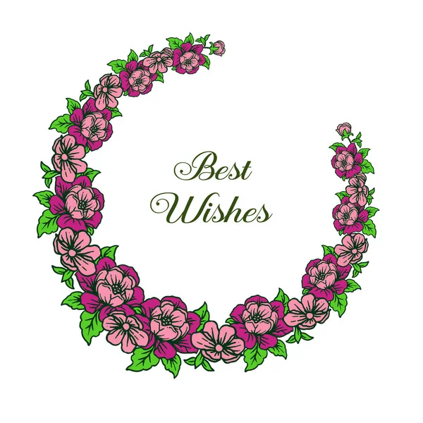 Vector illustration writing best wishes for texture of wreath frames