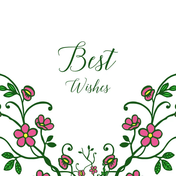 Vector illustration letter best wishes with crowd pink flower frame