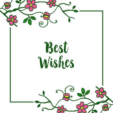 Vektör illüstrasyon davetiye kartı çeşitli desen pembe çiçek çerçeve ile en iyi dilek