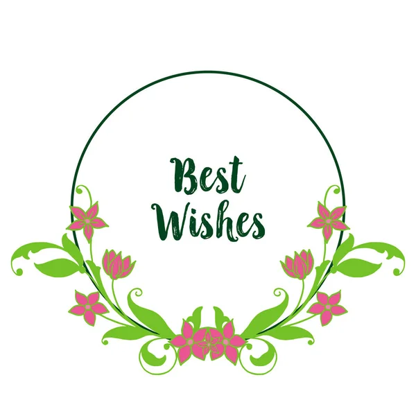 Vetor ilustração forma cartão melhores desejos com vários arte verde armações florais folhosos —  Vetores de Stock