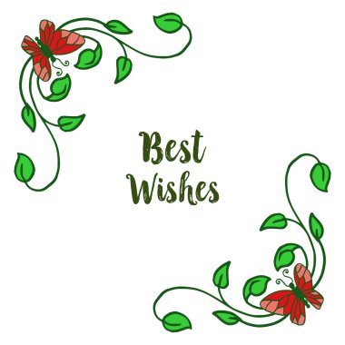 En iyi dilekleri yazmak için kelebek ile çiçek çerçeve Vektör illüstrasyon sanat