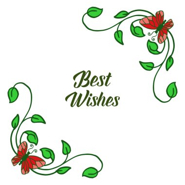 En iyi dilekleri yazmak için kelebek ile çiçek çerçeve Vektör illüstrasyon sanat