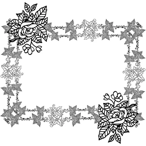 Illustration vectorielle beau cadre fleuri avec design — Image vectorielle