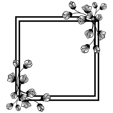 Vektör illüstrasyon desenli çeşitli süslü çiçek çerçevesi