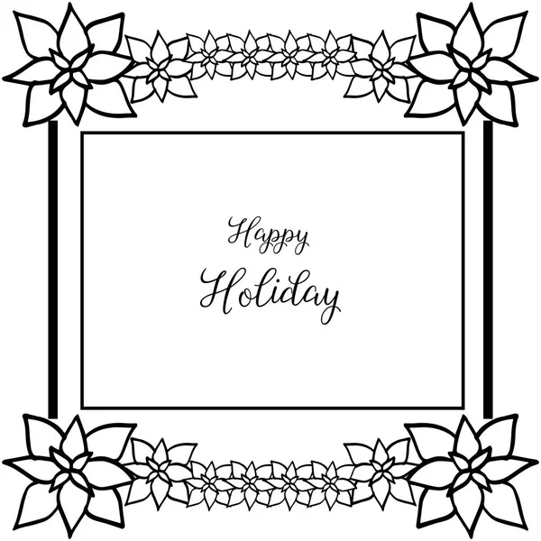 Vector illustratie menigte van bloem frame met decoratie Happy Holiday — Stockvector