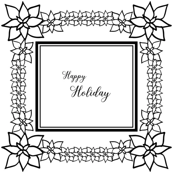 Vector illustratie menigte van bloem frame met decoratie Happy Holiday — Stockvector