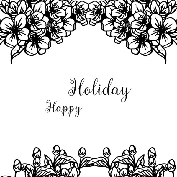 Illustration vectorielle cadre fleuri orné avec invitation joyeuses vacances — Image vectorielle