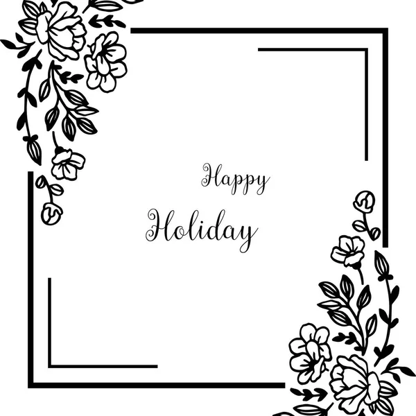 Tarjeta de felicitación de ilustración vectorial feliz día de fiesta con marco gráfico de flores decoración — Vector de stock