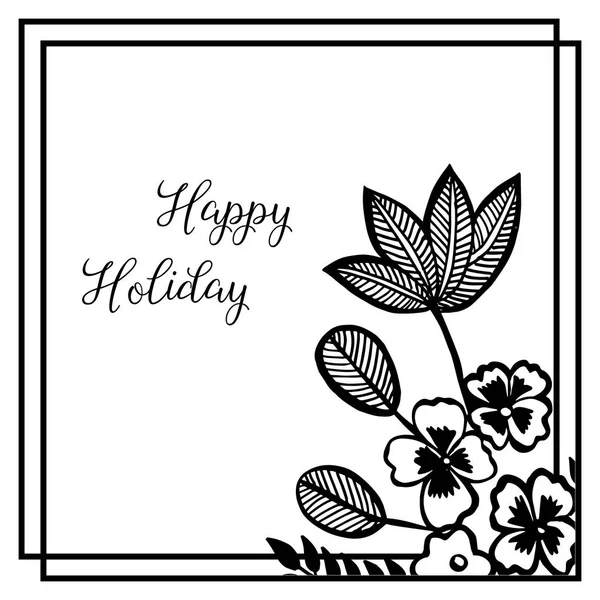 Illustration vectorielle carte de vœux joyeuses vacances avec design beau cadre de fleurs — Image vectorielle