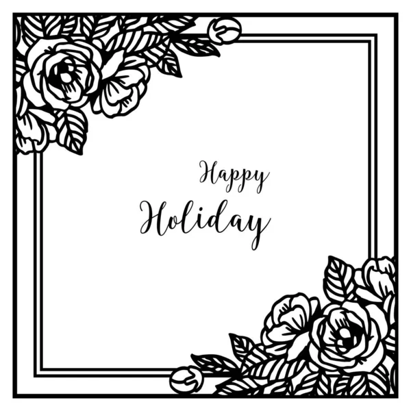 Illustration vectorielle décoration joyeuse vacances pour le dessin style cadre fleur — Image vectorielle