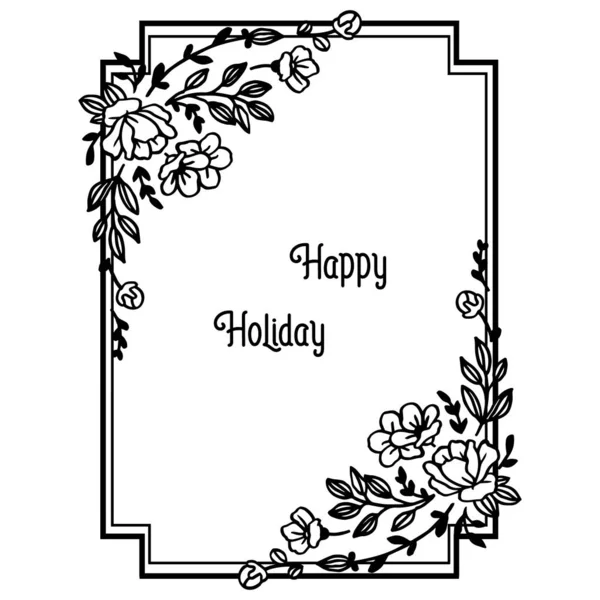 Vector illustratie verschillende ontwerp bloem frame met belettering Happy Holiday — Stockvector