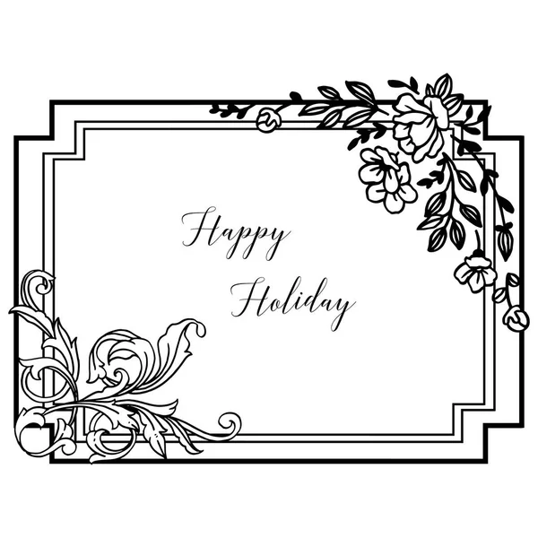 Illustration vectorielle lettrage joyeuses vacances pour motif dessin cadre de fleur — Image vectorielle