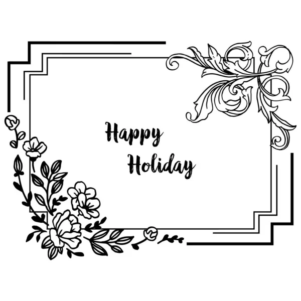 Vector illustration writing happy holiday with various decoration flower frame — Stock Vector