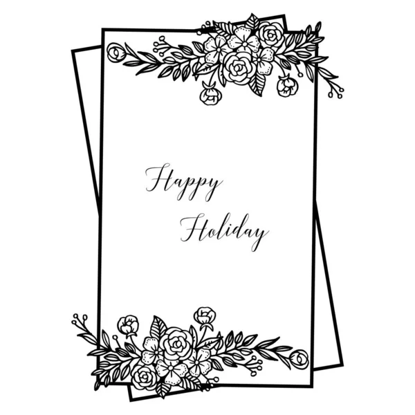 Vector illustratie diverse mooie bloem frame voor wenskaart Happy Holiday — Stockvector