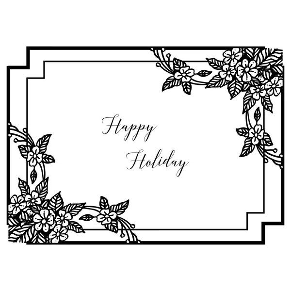 Vector illustration cute wreath frame for greeting card happy holiday — Stock Vector