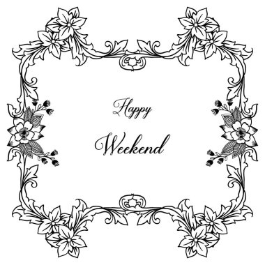Vektör illüstrasyon süslü çelenk çerçeve ile çeşitli davet mutlu hafta sonu