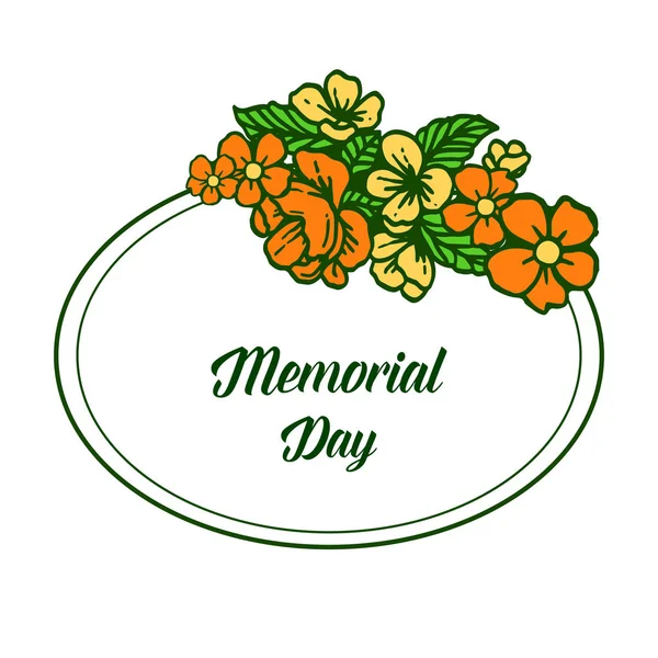 Vector illustration art of frame flower yellow and orange for decor card of memorial day — Stock Vector