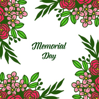 Gül çiçeği çerçeve çeşitli süslü ile anma günü Vektör illüstrasyon dekor kartı