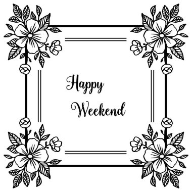 Vektör illüstrasyon şekli çiçek çerçeve davetiye mutlu hafta sonu için