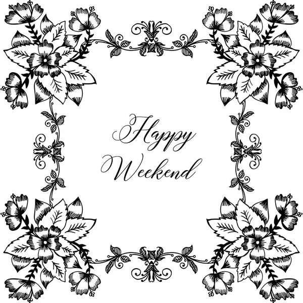 Vektor illustration banner Happy weekend med elegant blomma ram — Stock vektor