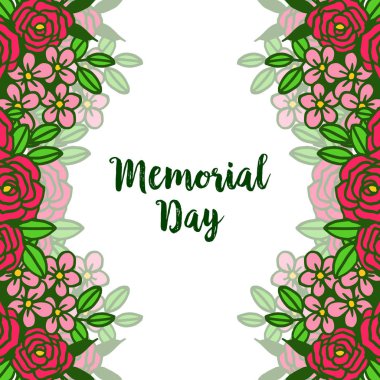 Yaprak çiçek çerçeve dokusu ile Vektör illüstrasyon kartı anma günü