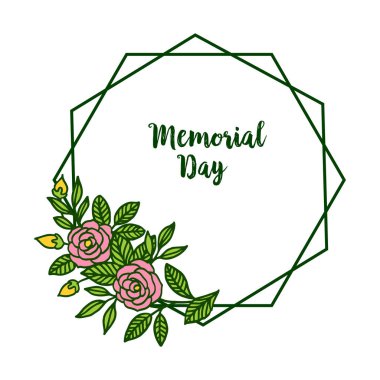 Soyut pembe çiçek çerçeveile Vektör illüstrasyon tasarım kartı anma günü