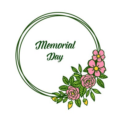 Sanat pembe çelenk çerçeve ile anma günü Vektör illüstrasyon dekor kartı