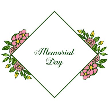 Sanat pembe çiçek çerçevesi ile anma günü Vektör illüstrasyon tebrik kartı