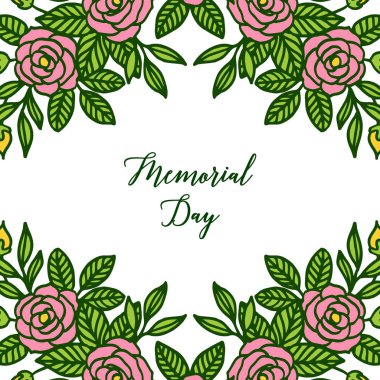 Tasarım sanat pembe çelenk çerçeve ile anma günü Vektör illüstrasyon davetiye kartı