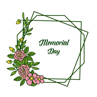 Vektör illüstrasyon anıt gün kartı için güzel pembe gül çiçek çerçeve
