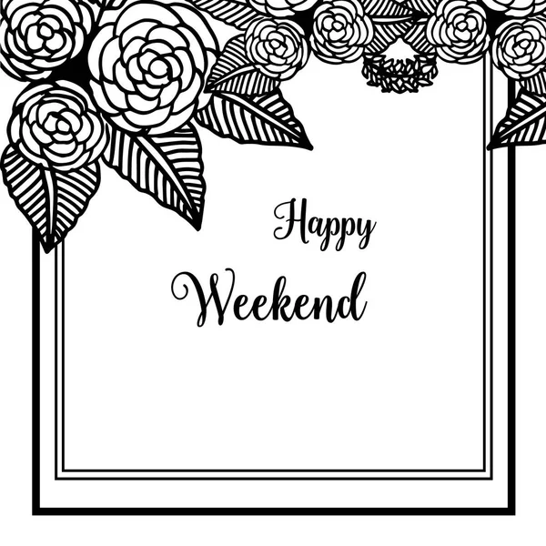 Vektor Illustration Einladungskarte glückliches Wochenende mit Blumenrahmen-Stil — Stockvektor