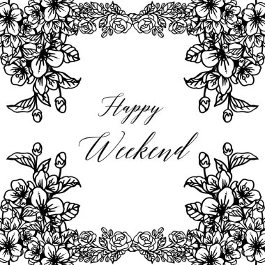 Vektör illüstrasyon çiçek çerçeve fon ile çeşitli davet kartı mutlu hafta sonu