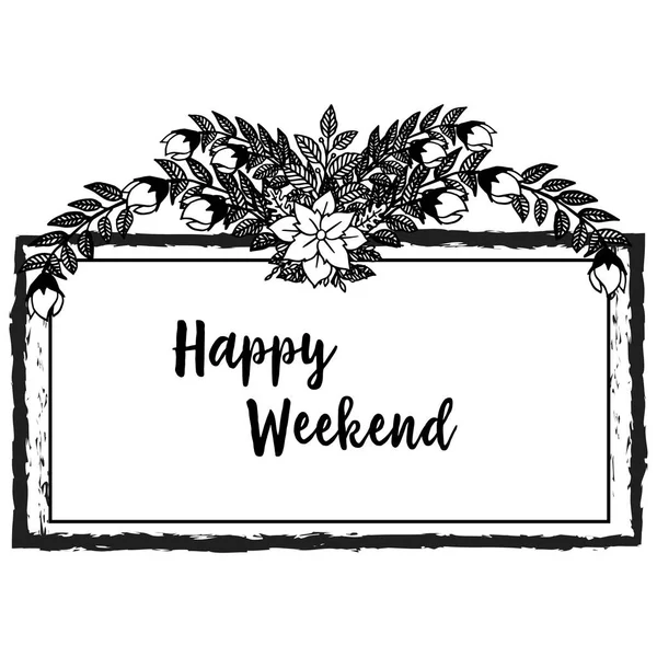 Illustration vectorielle cadre de fleur de conception de papier peint avec décoration de week-end heureux — Image vectorielle