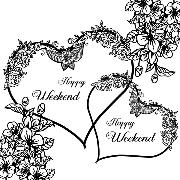 Vektor illustration olika inbjudningskort Happy weekend med bakgrund av Flower Frame — Stock vektor