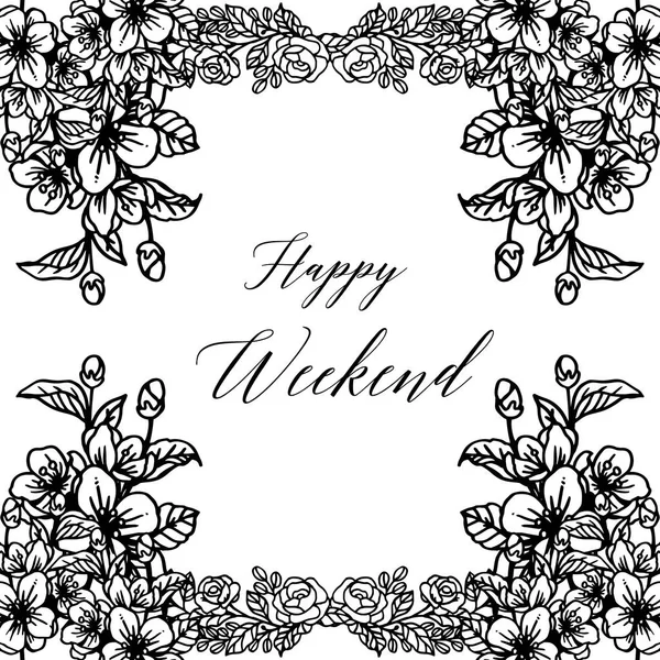 Vektor illustration olika inbjudningskort Happy weekend med bakgrund av Flower Frame — Stock vektor