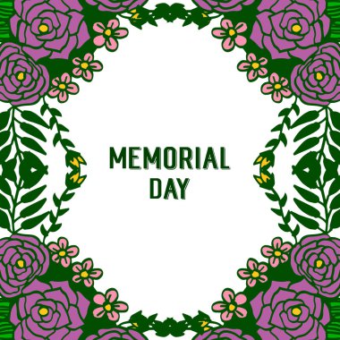 Mor gül çiçek çerçeveleri çiçek kalabalık vektör illüstrasyon davetiye kartı anma günü