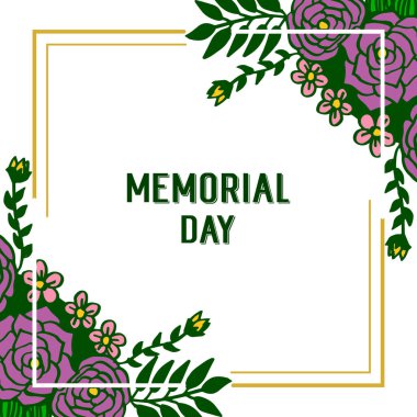 Sanat mor çiçek çerçeveleri tasarımı ile anma günü Vektör illüstrasyon dekoratif kart