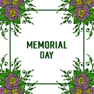 Vektör illüstrasyon anma günü gül çiçek çerçeveleri çeşitli desen sanatı ile