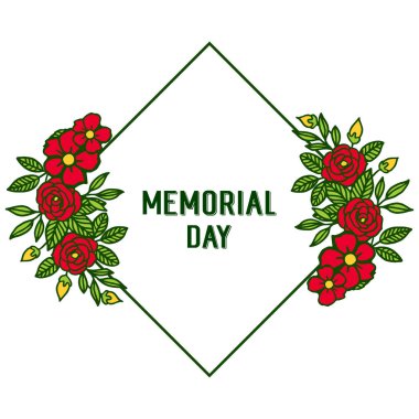 Sanat kırmızı gül çelenk çerçeve ile Vektör illüstrasyon davet kartı anma günü